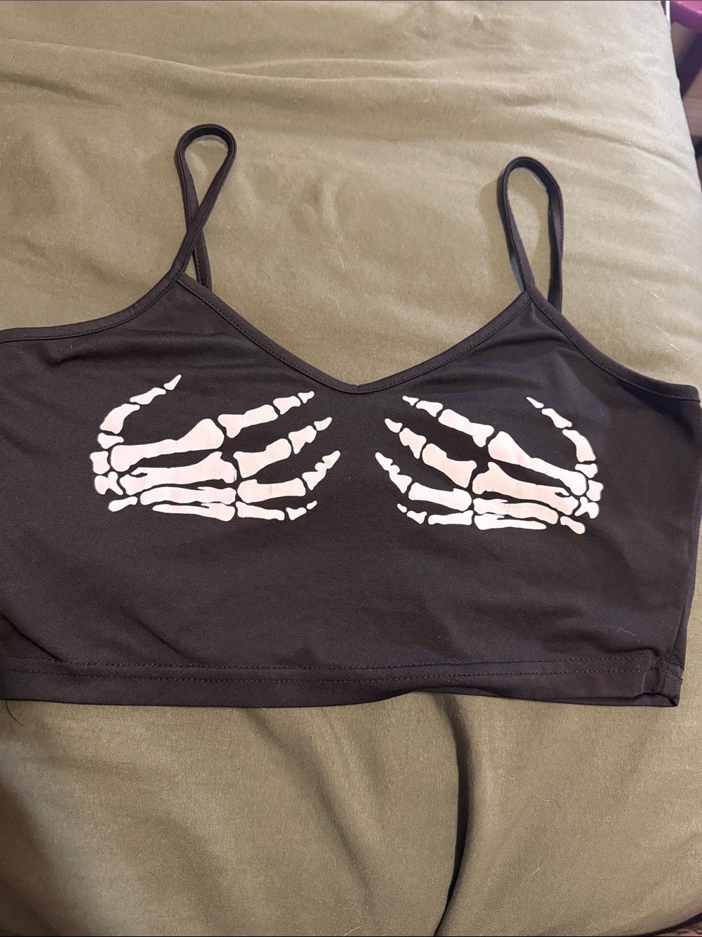 Black Skeleton Hands Bralette Crop Top